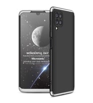 Microsonic Samsung Galaxy M22 Kılıf Double Dip 360 Protective Siyah Gri (Siyah - Gümüş)