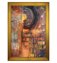 Soyut Şekiller Motifli Kanvas Tablo 50 x 70 cm Gold Çerçeve