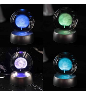 Wolawood Kristal Cam Kar Küresi 3D Renk Değiştiren LED Işıklı Pilli Dekoratif Konsept Hediyelik Masaüstü Süs Lamba Biblo Şık Zarif Rgb Dekor Özel Tasarım