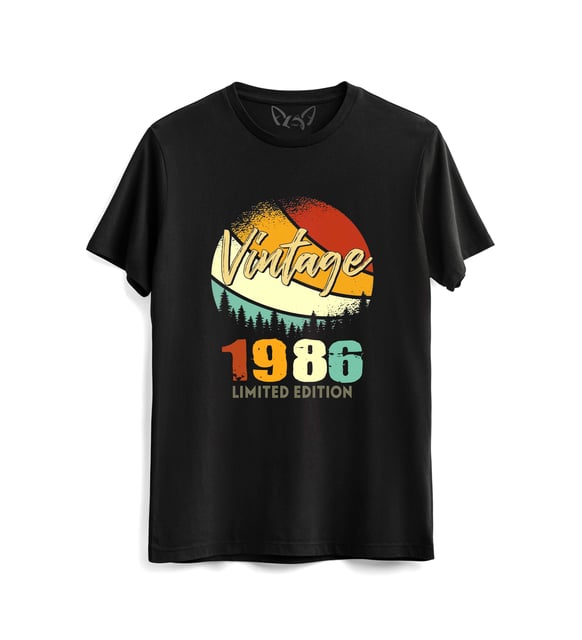 Vintage 1986 Retro Siyah Tshirt
