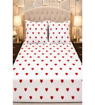 More Home   Çİift  Kişilik  Lsstikli  Çarşaf  + Yastık Kılıfı  Kalp Desenli Kırmızı Beyaz