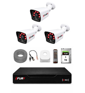 FURY 3 Kameralı Güvenlik Kamera Seti 2MP 1080P Full HD 6 Atom LED Gece Görüşlü 1 TB HDD 5525
