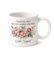 Nine Torun Hatırası Nostaljik Gül Desenli Çay Kahve Kupası Hediye Bardak