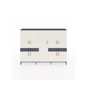 Arges Dolap 12 Raflı 2 Çekmeceli 8 Kapaklı 220x30x163 Antrasit-Aytaşı/Antrasit