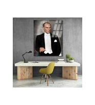 Mustafa Kemal Atatürk Renkli Tablo Cam Tablo Modeli Hd Dijital Baskı Duvar Tablosu