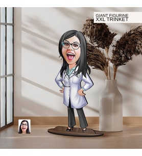 BK Gift Kişiye Özel Doktor Karikatürlü Büyük Boy Ahşap Biblo-2 Arkadaşa Hediye , Sevgiliye Hediye, Kişiye Özel Biblolar