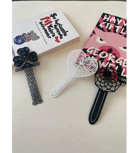 ToDekora Desenli Kitap Ayracı 3’lü Set (Kelt, Kalp, Geometrik)-Siyah-Beyaz, Hediye (Karışık)