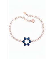 Aşkın Fısıltısı Safir Kalp Taşlı Bileklik 925 Ayar Gümüş Kalp Zincir 20 Cm (Rose)