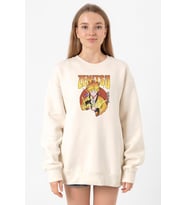 Demon Slayer Anime Zenitsu Poster Ekru Kadın 2ip Sweatshirt