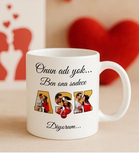 BK Gift Kişiye Özel Fotoğraflı Aşk Tasarımlı Beyaz Kupa Bardak-1, Arkadaşa Hediye, Sevgiliye Hediye, Doğum Günü Hediyesi