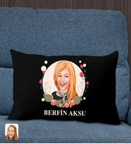 BK Gift Kişiye Özel Anneler Günü Karikatürlü Premium Kumaş Siyah Dikdörtgen Kırlent Yastık, Anneler Günü Hediyesi, Ev Dekorasyonu-1
