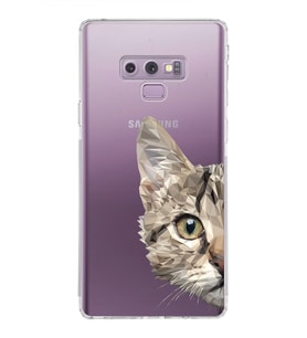 Samsung Galaxy Note 9 Uyumlu Kamera Korumalı Kapak Catface Tasarımlı  Şeffaf Silikon Kılıf