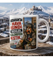 Ardahan Temalı Esprili Hediyelik Kupa Bardak - Hava Isındı Dediler Kaloriferi Kıstık Baskılı Kupa