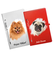 Kişiye Özel Köpek Tasarımlı İkili Defter Kalem Hediye Seti