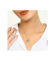 Opal Taşlı Lotus Kolye - 925 Ayar Gümüş Kolye
