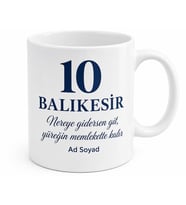 Balıkesirli Gurbetçiye Memleket Plakalı Kupa Bardak Hediye 10 Balıkesir