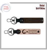 Patrona Kurumsal Hediye – Çocuk Ve Ayyıldız Desenli Anahtarlık Takımı, Koyu Kahve-Yavru Ağzı