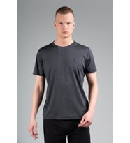 Maraton Regular Erkek Bisiklet Yaka Siyahmelanj T-shirt