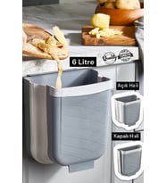 Katlanabilir Akordiyon Çöp Kovası, Banyo ve Mutfak İçin, Asılabilir, 6 L