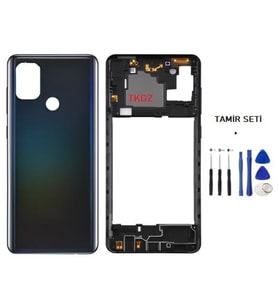 Samsung Galaxy A21S - SM-A217F FULL Kasa Arka Kapak Takım SİYAH - TAMİR SETİ