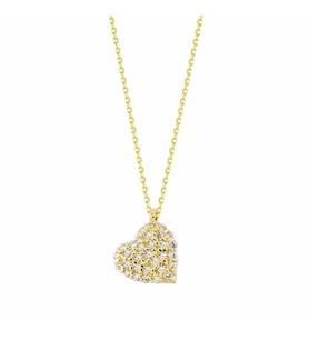 Kalp'li Altın Kolye Taşlı 14K Gold Minimal