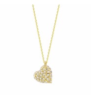 Kalp'li Altın Kolye Taşlı 14K Gold Minimal
