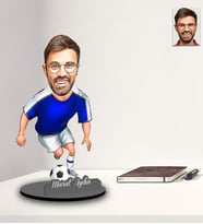 Kişiye Özel Futbolcu Karikatürlü İki Katmanlı Ahşap Biblo Model-10
