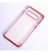 Galaxy S10E Kılıf İnce Köşeleri Renkli Şeffaf Silikon (Kırmızı)