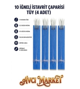 4 Adet - 10 Numara İğne - 10 İğneli - 150gr Atarlı 0.25 Beden 0.15 Köstek Beyaz Tüy Çapari