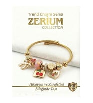 Modern Çelik Şık Kadın Charm Çelik Bileklik Fiyonk Kiraz ve Yunus Aşkı Gold (Taba Çok Renkli)