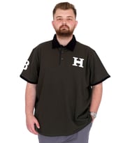 Mode XL Büyük Beden Erkek T-Shirt Polo Yaka H BROUDED U25312 Haki
