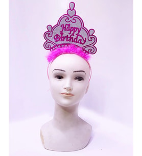 Happy Birthday Neon Pembe Renk Doğum Günü Tacı 24x15 Cm