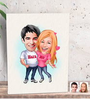 BK Gift Kişiye Özel Sevgililer Karikatürlü Dekoratif Mini Kanvas Tablo 15x20cm-5