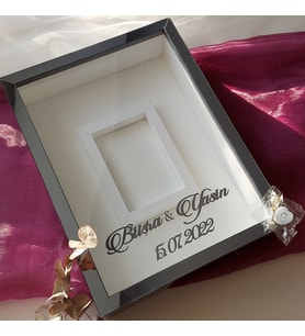 30x40 Cm Ledli Füme Pleksi Kaplı Fotoğraf Bölümlü Tasarım Gül Kutusu Anı Çerçevesi! Ayna Çerçeve!(Fotoğraf Hediye)