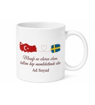 İsveç Gurbetçisi İçin Memleket Temalı Kupa Bardak Hediye Özel Tasarım