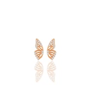Gümüş rose zirkon taşlı özel tasarım kelebek küpe SGTL12261ROSE