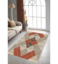 Tarçın Geometrik Kaymaz Taban Makinede Yıkanabilir Halı DD09 - 100 x 160 cm
