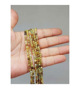 Bileklik Boy Yeşil Alacalı Lal (GRANAT) (GARNET) Taşı Yassı Dizi 2.5*4mm Yarım Dizi (UZUNLUK 17CM)