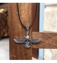 Markazit Taşlı Orta Boy Unisex Ahura Mazda Gümüş Kolye