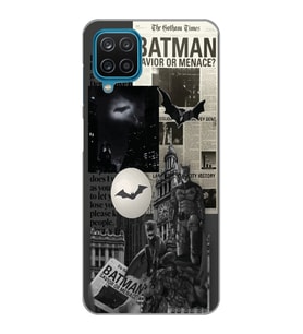 Samsung Galaxy A12 Uyumlu Batman Kolaj Tasarımlı Şeffaf Telefon Kılıfı