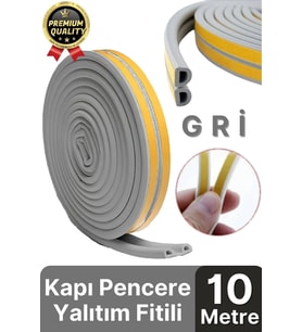 Güçlü Kendinden Yapışkanlı Kapı Pencere Soğuk Hava Geçirmez Yalıtım İzolasyon Gri Fitil 10 Metre