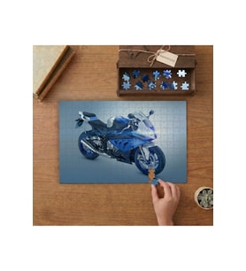 Mavi Spor Motosiklet Tasarımı 240 parça Ahşap Puzzle Ahşap Kutuda MP03333
