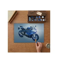Mavi Spor Motosiklet Tasarımı 240 parça Ahşap Puzzle Ahşap Kutuda MP03333