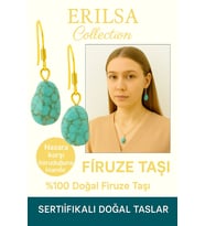 Sertifikalı Altın Renkli Ham İşlenmemiş Firuze Taşı Küpe – Koruma, Şans ve Ruhsal Denge Taşı (Çok Renkli)