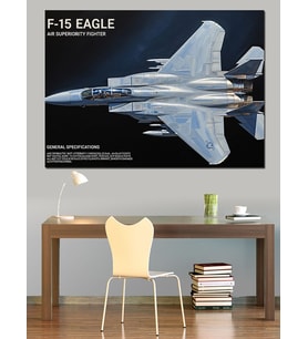 F-15 Kartal Savaş Uçağı Dekoratif Kanvas - Mdf Ahşap Tablo