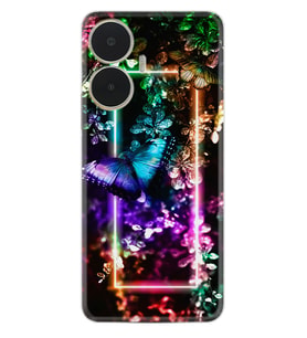 Realme C55 Kılıf Silikon Desen Özel Seri Butterfly Neon 1684