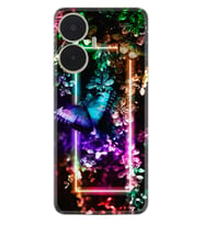Realme C55 Kılıf Silikon Desen Özel Seri Butterfly Neon 1684