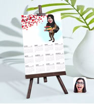 BK Gift Kişiye Özel 15x21 cm Fotoğraf Kartlı Kadın Tesettürlü Öğretmen Karikatürlü Şövaleli 2024 Takvim-2