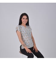 Unisex Gri Ayıcık Desenli Hemşire Doktor Scrubs Alt Üst Takımı