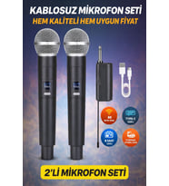 Wn-06 Amfi Hoparlör Ses Sistemi Için 2 Adet Telsiz Mikrofon Şarj Edilebilir Kablosuz Mikrofon
